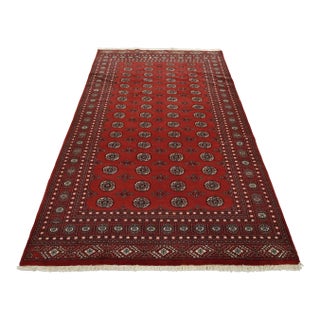 Bokhara Rug 6’3” X 9’4” Red Wool Tribal Hand-Knotted Oriental Carpet For Sale