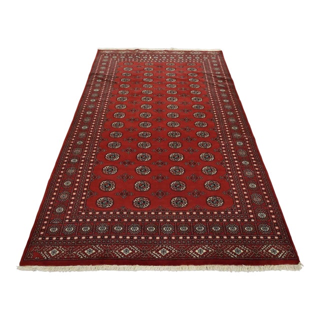 Bokhara Rug 6’3” X 9’4” Red Wool Tribal Hand-Knotted Oriental Carpet For Sale