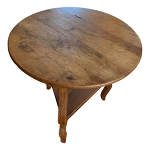 Antique English Hardwood Circular Top Side Table