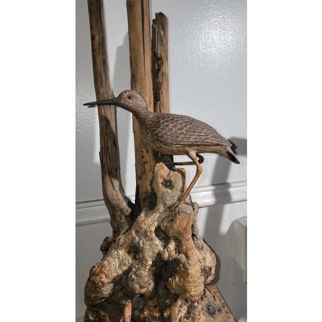 Folk Art Folk Art Drift Wood Sculpture W/ Bird For Sale - Image 3 of 7