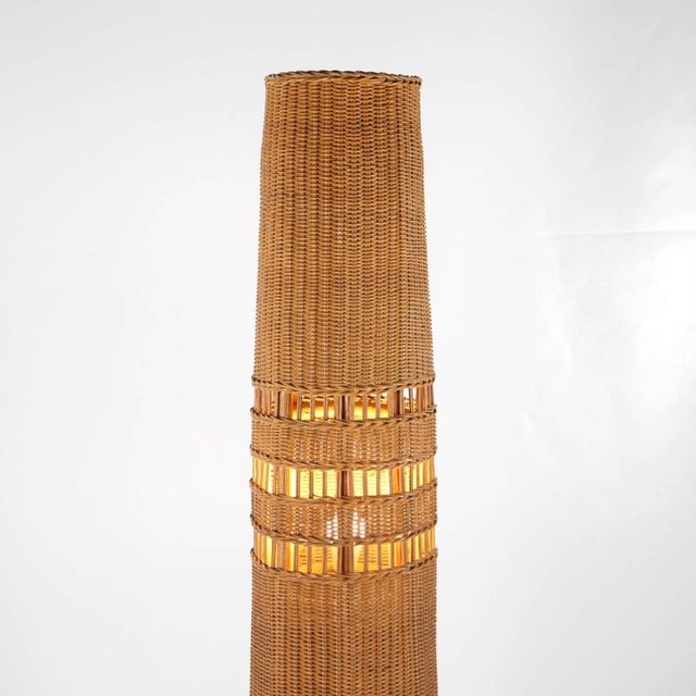 Large Wicker Floor Lamp, 1970s For Sale - Image 4 of 8