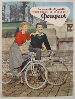 1950s French Vintage Poster, Peugeot Bicycle