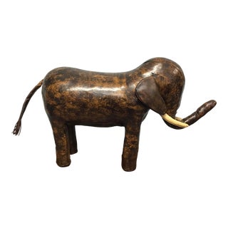 Abercrombie and Fitch Leather Elephant Footstool For Sale