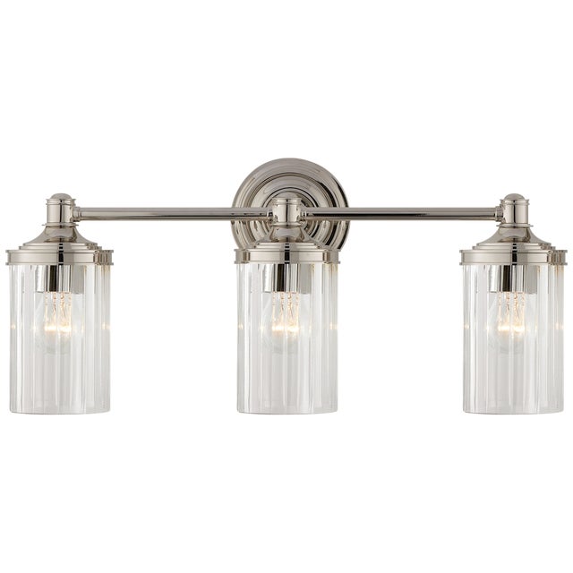 Ava Triple Sconce in Polished Nickel with Crystal Designer: Alexa Hampton Height: 9.25" Extension: 6" Backplate: 4.5"...