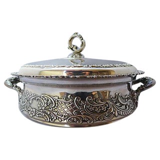 Antique Silverplate Covered Bowl For Sale