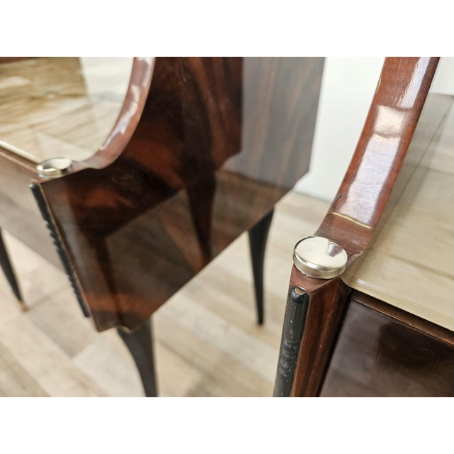 Mid-Century Mahogany Nightstands with Double Glass Tops, 1960, Set of 2 For Sale - Image 13 of 18