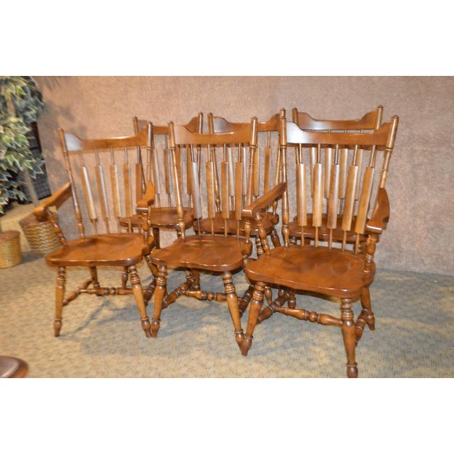 Vintage Temple Stuart Rockingham Country Maple Dining Chairs Set of 6