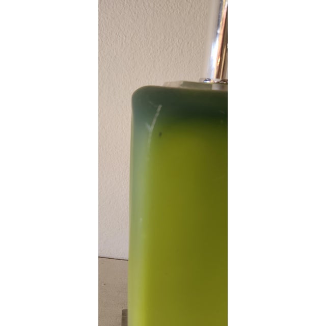 Vintage Green Gradient Glass Lamp - a Pair For Sale - Image 4 of 4