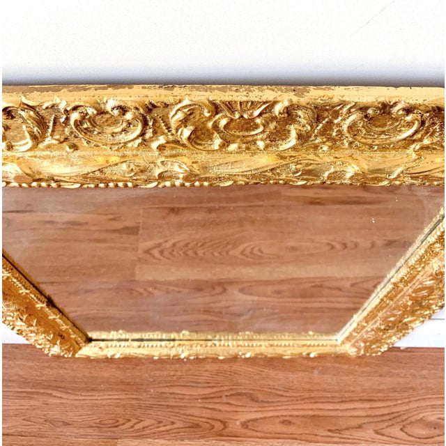 Gold Antique 24k Gilt Wood Frame With Mirror For Sale - Image 8 of 9