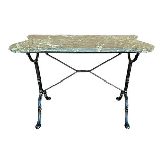 Antique French Style Italian Marble & Wrought Iron Console Sofa Entry Table 40" For Sale