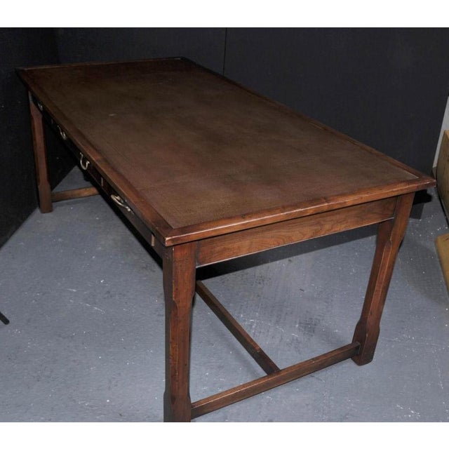 Farmhouse Refectory Oak Desk For Sale - Image 3 of 10