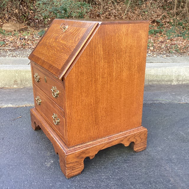 Vintage Miniature Oak Drop Front Secretary Desk For Sale In Atlanta - Image 6 of 9