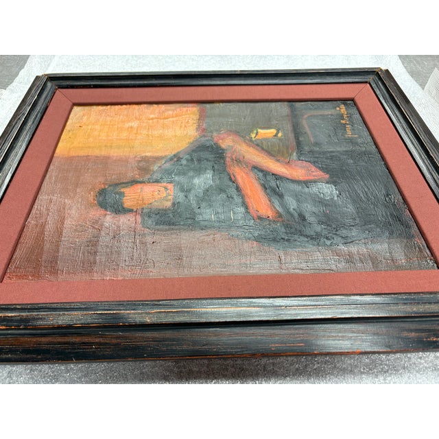 1957 Swedish Jonne Bergstrom Oil Portrait of a Lady With a Beer at the Pub, Lined and Framed For Sale - Image 10 of 11