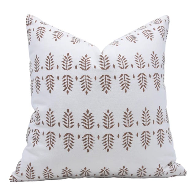 FabDivine Cushion Cover With Block Print 18x18 Inch Thick Cotton White-Darpan For Sale