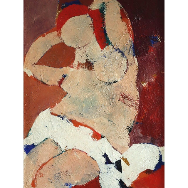 Mid-Century Modern 'Reclining Figure in Red' Abstract Figurative Oil Painting by Swedish Artist Hans Osswald (1919-1983), Framed For Sale - Image 10 of 13