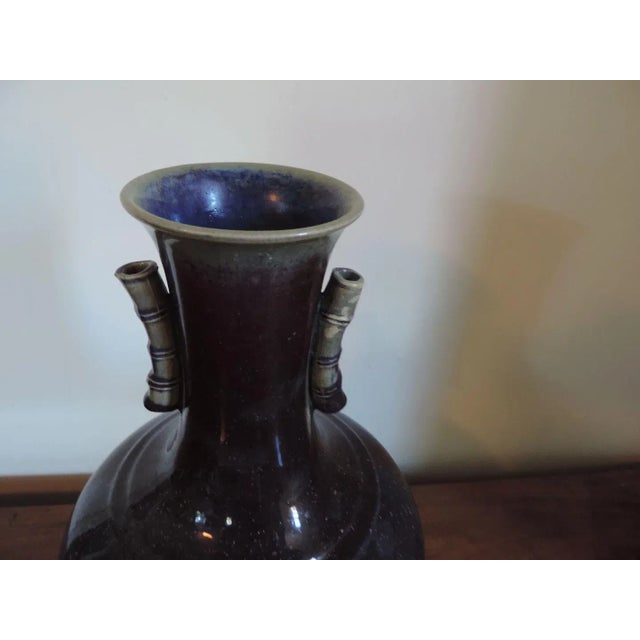 Brown 19th Century Chinese Sang de Boeuf Oxblood Porcelain Bottle Shape Vase with Bamboo Handles For Sale - Image 8 of 11