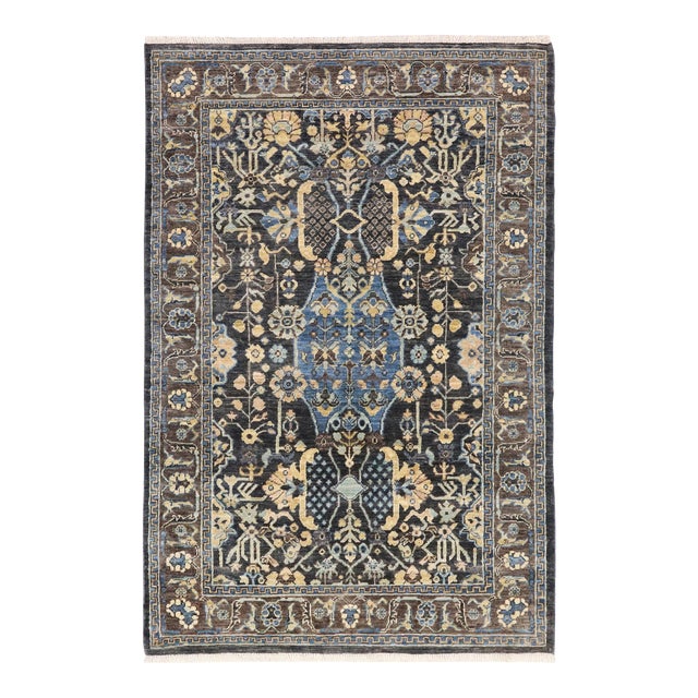 Southwestern Heriz Ziegler Gray Blue Hand-Knotted Rug - 3'10'' X 5'10'' For Sale