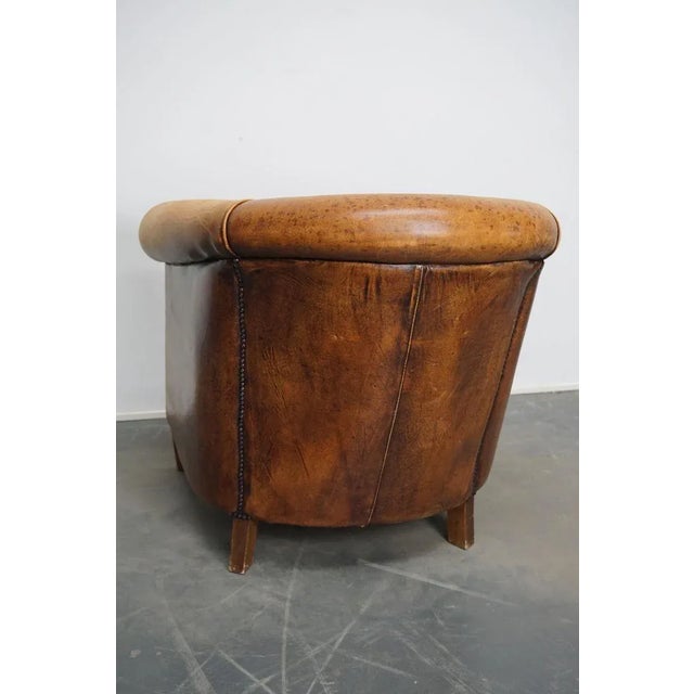 Vintage Dutch Cognac Colored Leather Club Chair For Sale - Image 10 of 15