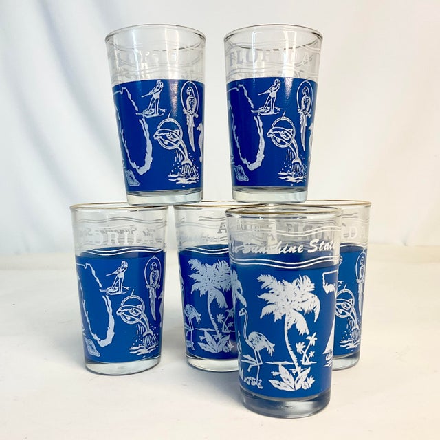 1970s Vintage Palm Beach Coastal Chic Florida Whiskey Glasses - Set of 6. For Sale - Image 4 of 8