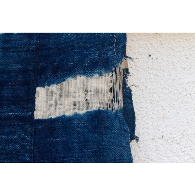 Blue Caravan Trail Indigo Mud Cloth Throw For Sale - Image 8 of 9