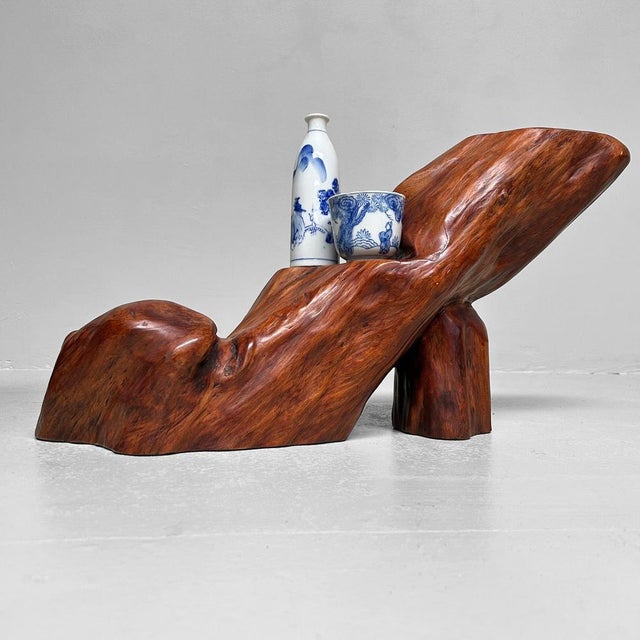 Vintage Japanese Organic Pedestal Stand in Keyaki Wood, 1920s For Sale - Image 13 of 18