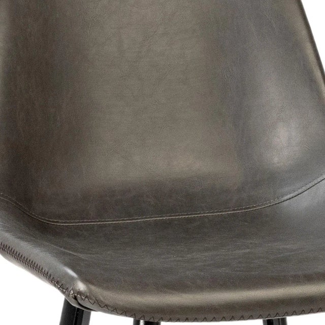 Charcoal Leather Counter Stool For Sale - Image 4 of 4