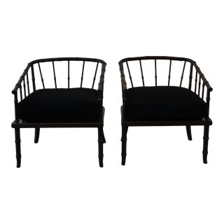 Pair of Faux-Bamboo Club Chairs For Sale
