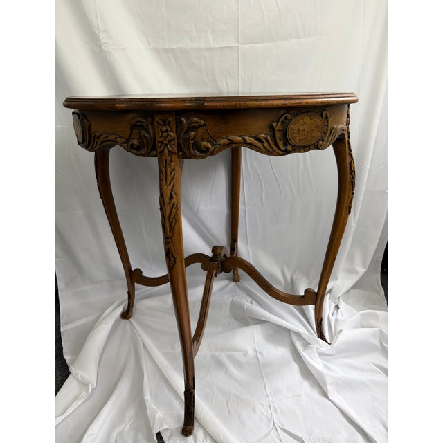 Distressed Louis XV Revival Hand-Carved Parlor Table by Jb Van Sciver Co. - C. 1900 For Sale - Image 9 of 11