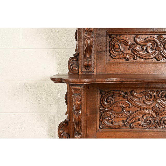 Alexander Roux Style French Renaissance Revival Carved Oak Sideboard or Bar Cabinet, Circa 1890s For Sale - Image 10 of 17
