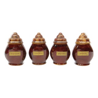 1970s European Brown Glazed Spice Jars, S/4 For Sale