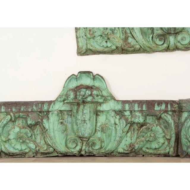 Metal 19th Century Oxidized Copper Supraporte Panels - Set of 3 For Sale - Image 7 of 13