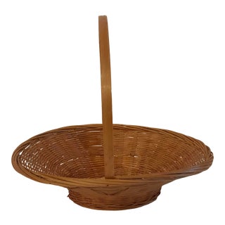 Vintage Woven Flower Basket For Sale