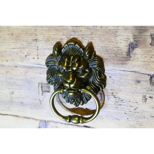 Gothic Lions Mask Brass Door Knocker, 1960 For Sale - Image 6 of 7