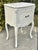 Antique French Style Carved Table/Nightstand in Distressed Antique White Finish For Sale - Image 4 of 13
