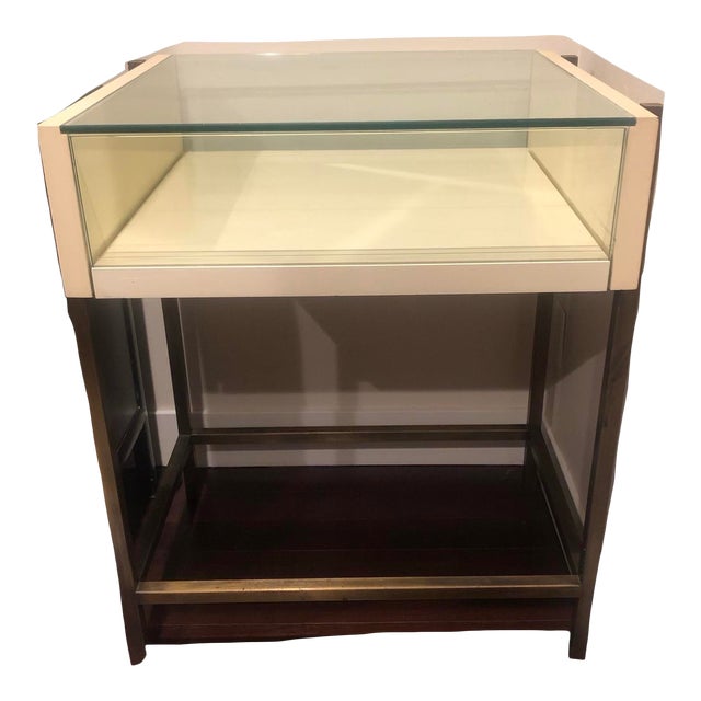 Vintage Contemporary Brass & Glass Jewel Showcase For Sale