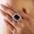 Luxury 7.11 Ct Sapphire Estate Ring With 13 Round 4.06 Ct Diamonds in 18k Gold Size 6 For Sale - Image 4 of 14