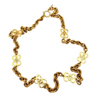 Chanel Vintage Gold Plated CC Filigree Pendant Spear Dangle Long Necklace For Sale