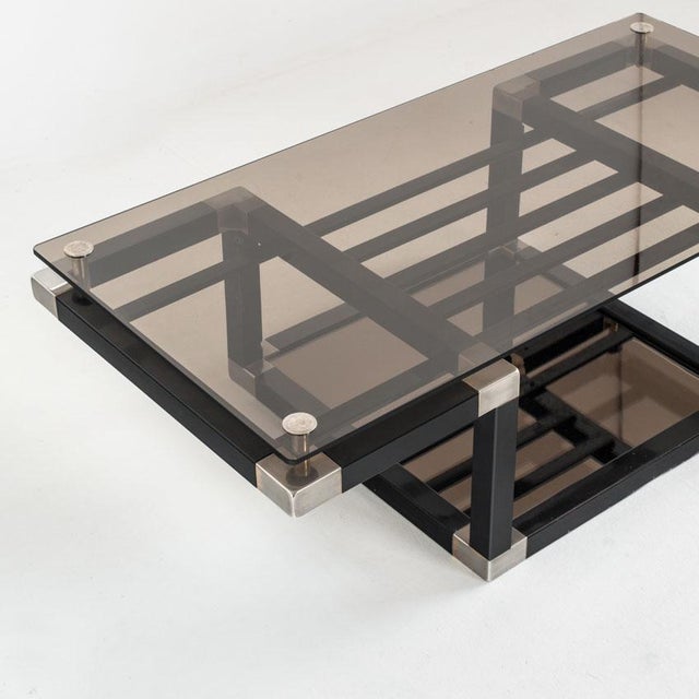 Iron and Smoked Glass Coffee Table, France, 1980s For Sale - Image 6 of 18
