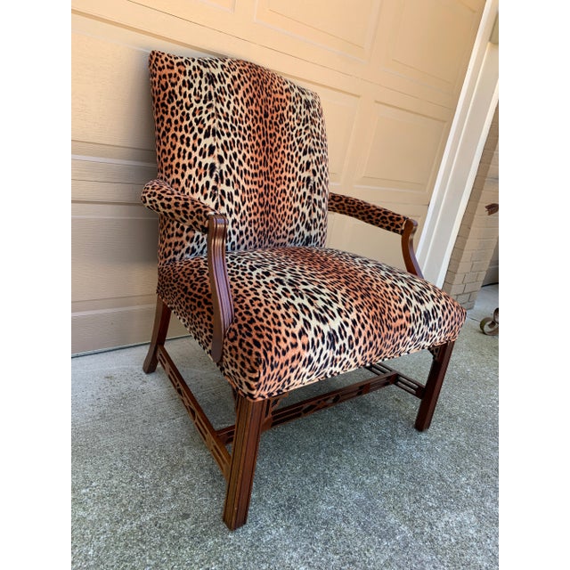 English Chippendale Mahogany Armchair in Leopard Upholstery For Sale In South Bend - Image 6 of 12
