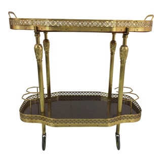English Brass Bar Cart For Sale