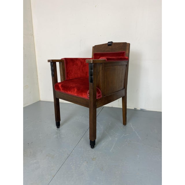 1920s Art Deco Amsterdamse School Oak Desk or Side Chair, 1920s For Sale - Image 5 of 11