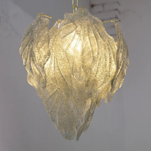 Metal Suspension Chandelier with Murano Glass Leaves, Italy, 1990s For Sale - Image 7 of 12
