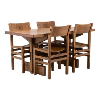 Brutalist Table and Chairs from Officina Rivadossi, Italy, 1970s For Sale