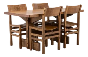 Brutalist Table and Chairs from Officina Rivadossi, Italy, 1970s