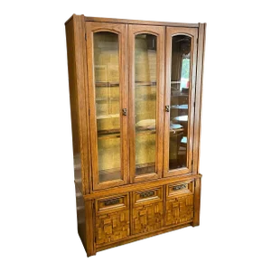 Broyhill? Premier Mid 20th Century Oak Brutalist Style China Cabinet
