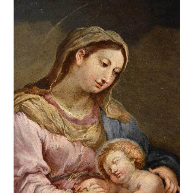 Mid 18th Century Circle of Sebastiano Conca, Madonna and Child, Oil on Copper, 1740, Framed For Sale - Image 5 of 13