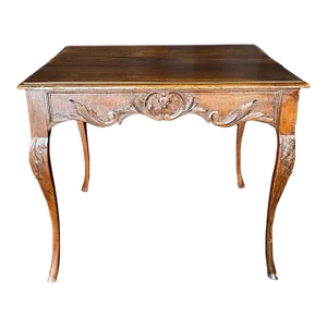 19th Century French Provincial Carved Louis XV Walnut Side Table With Hoof Feet