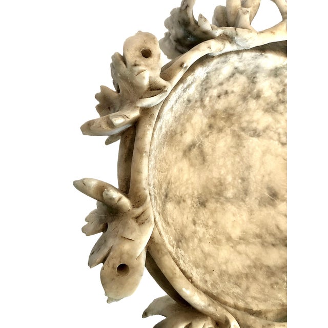 Antique Italian Carved Alabaster Centerpiece With Grape Clusters and Dolphins For Sale - Image 11 of 14