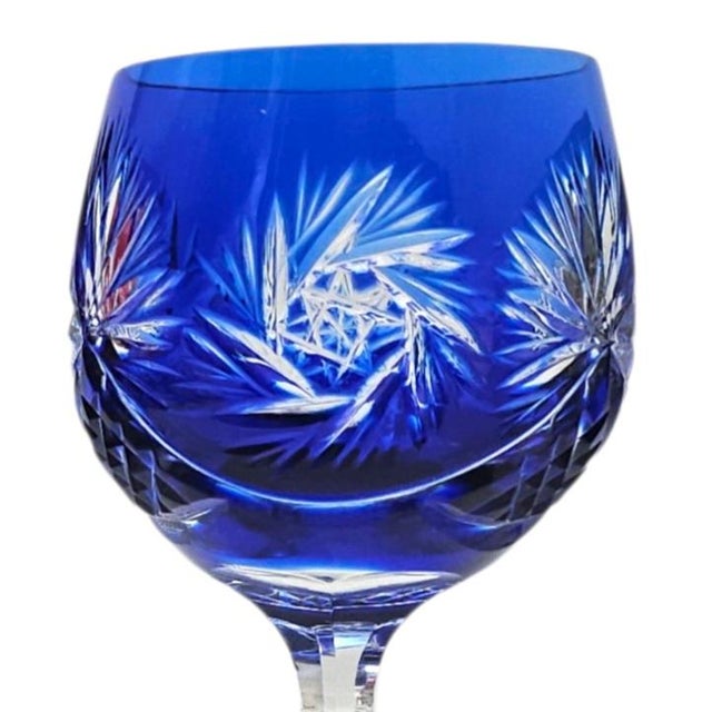 Glass Late 20th Century Ajka Marsala Ruby Overlay Hand-Cut Crystal Hock Wine Goblets, Hungary 8.625" 6pc For Sale - Image 7 of 13