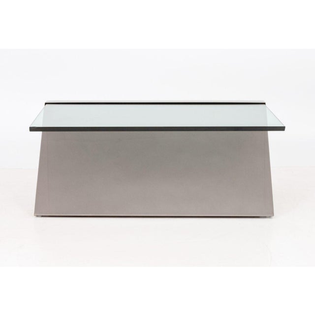Modern Modern Cantilevered Glass Top Coffee Table For Sale - Image 3 of 9